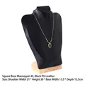 Large black leather necklace bust display with light wooden base for jewelry showcase - New Square Model H30cm Black PU Leather