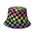 Chapeau bob à carreaux dégradés colorés avec motif à carreaux multicolores pour femmes - Carreaux Dégradés Colorés (G)