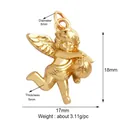 Golden Cupid angel pendant in flying pose with dimensions 18mm x 17mm and weight 3.11g - Little Angel / Gold