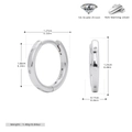 Detailed size chart of 925 sterling silver hoop earrings with 5A grade zircon stone - 925 Silver White Gold Plated / 925 Silver