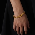 Bracciale da uomo in acciaio al titanio placcato oro minimalista al polso - Twill Pattern Watch Clasp / Oro