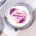 Compact silver makeup mirror featuring Happy Mother's Day floral heart design - Heart Purple Mother's Day