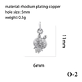 Rhodium-plated copper bunny pendant with sparkling clear zircons and 5mm bail loop - Silver Rabbit (P05831-O-2)