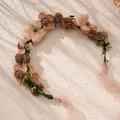 Pink and purple artificial flower wreath headband with ribbons for photography - Pink & Purple Grey Style (HS-J4431B)