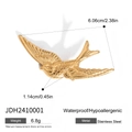 Golden flying bird stainless steel pin, waterproof and hypoallergenic vintage accessory - Slender Swallow Design (JDH2410001)