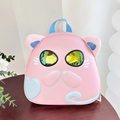 Vista dettagliata dello zaino a guscio gatto rosa con grandi occhi a specchio gialli - Rosa