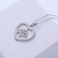 Collana con ciondolo a cuore argento con albero della vita e cristalli luminosi - Color Acciaio