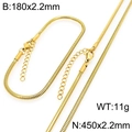 Conjunto de collar y pulsera de cadena de serpiente en acero inoxidable 304 dorado - Pulsera Individual / 2.2mm / Dorado