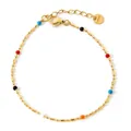 Gold plated stainless steel bracelet with colorful enamel beads and lobster clasp - Colorful Enamel Beaded Bracelet (SAK952)