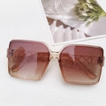 Champagne frame oversized square sunglasses with gradient brown lenses and textured temples - Champagne
