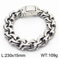 Retro antique silver finish 15mm cuban bone chain bracelet for men, 230mm length - Antique Silver (KB169333-KJX)