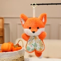 Cute orange fox plush toy pendant with floral apron and soft long fur texture - Fox