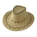 Detalle de sombrero de vaquero de gamuza caqui con costuras negras y borde trenzado - Niños 54CM / Beige