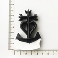 Resin souvenir magnet size guide showing dimensions of anchor heart cross charm - Florence Italy Emblem