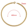 7mm wide gold stainless steel Cuban link chain necklace 480mm length for DIY jewelry - Curb Chain / 7mm Wide Chain - Gold