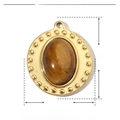 Produktdetails des goldfarbenen Edelstahl-Anhängers mit braunem Naturstein-Besatz - YE485-Ovales Tigerauge
