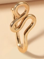 Gold-plated U-shaped non-piercing nose cuff with zircon inlay and wavy snake design - Artistic Curve (A-1211) / Gold
