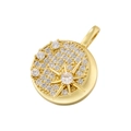 Luxurious gold circular pendant with sparkling cubic zirconia and north star motif - Star Round Gold White Zircon