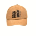 Khaki cotton baseball cap featuring triple row MINI letter embroidery in a vintage style - MINI Style / Yellow