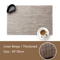Linen color woven PVC placemat in 45x30cm size with thick non-slip bamboo texture design - 45*30cm / Flaxen