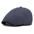 Béret classique bleu foncé à texture gaufrée avec bord noir pour hommes et femmes - Réglable / Bleu marine