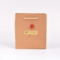 Vintage brown kraft paper gift bag with red rose decoration and Just For You sticker - Bag 15*20*6cm