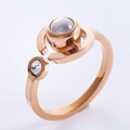 Elegant rose gold adjustable ring featuring a round zircon and a projection stone inlay - US 6 / Rose Gold