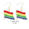 Rainbow flag hook earrings with 'Love Wins' text and heart pattern in zinc alloy - Love Wins Flag