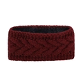 Detail of dark red cable knit headband showing warm black fleece lining texture - Burgundy