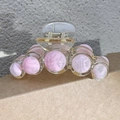 Pink marble bead claw clip with transparent base for elegant summer hair styling - Pink Round Beads (2302071A)