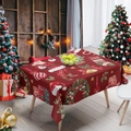 Festive red Christmas tablecloth with Santa Claus and gift prints on a wooden table - ZB693-1 40x60cm Brushed Fabric