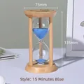 Minimalist wooden hourglass timer with blue sand and 15-minute countdown display - Standard / Blue / 15 Minutes