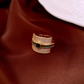 Gold plated open ring with green square zircon stone and pave white crystals - 53# Ring - Gold - Wide Green Zircon