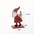 Figurine de Noël en bois Père Noël pour décoration de table, hauteur 11,5 cm, rouge - Style 2 (Père Noël avec arbre) / 15g