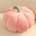 Pink corduroy pumpkin pillow with green stem shown on a soft white sofa background - 18cm(0.15kg) / Pink
