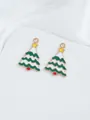 Close-up of DIY Christmas tree alloy enamel pendants with gold edges and star detail - Wavy Christmas Tree (38)