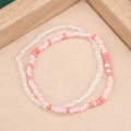 Handmade colorful bead bracelet in pink and clear glass beads for stylish women - Style 40-Double Set