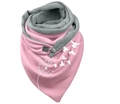 Detail of soft pink and grey infinity scarf featuring dandelion prints and a metal button - 150*75cm / Pink Grey Dandelion Birds (Image 17)
