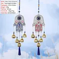 Hamsa Hand and Evil Eye wind chime with metal bells and a deep blue tassel - Painted Hamsa Hand (NO.9)