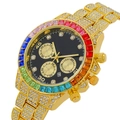 Orologio donna dorato con lunetta arcobaleno e cinturino in strass su quadrante nero - Oro Quadrante Nero