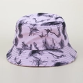 Détail d'un chapeau bob rose avec imprimé marbré noir et coutures sur le bord du chapeau - M(56-58cm) / Rose