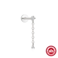 Orecchino labret in argento sterling S925 con catena pendente e zircone - #8 Oro Bianco-Singolo