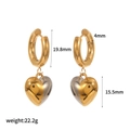 Orecchini a cuore bicolore in acciaio inossidabile oro e argento con cerchi geometrici - Stile Cuore Cucito Bicolore Oro Argento (TE60283-M)
