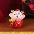 Red and gold God of Wealth figurine holding a gold ingot, size 5.2x4.3x5.9cm - Fortune God Ornament
