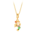 Golden mermaid koi pendant necklace with colorful zircons and white oval gemstone - Koi Fish (925-1# Gold)