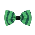 Watermelon stripe patterned hair bow clip in bright green grosgrain with sequins - 4-Green Watermelon Skin Texture