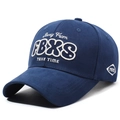 Navy blue baseball cap with premium 3D white embroidery and a curved brim - Navy Blue