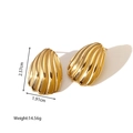 Detailed view of 18K gold stainless steel fan earrings with dimensions 2.57cm and 1.91cm - Fan Shaped Shell Texture Style (JC-24311-2-2)