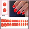 Glossy red press-on nails set including 24 pieces in various sizes for manicure - Orange Red (DFYL-16)