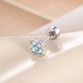 Orecchino per cartilagine in argento con zirconi azzurri e chiusura a vite sicura - Stile Quadrifoglio (A656-2#)